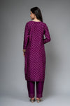 Purple Dolna Readymade Suit And Pant With Net Dupatta