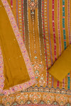 Mustard Swarovski, Mirror Sheet & Digital Printed Chinon Unstitched Salwar Suit With Chiffon Dupatta