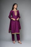 Purple Dolna Readymade Suit And Pant With Net Dupatta