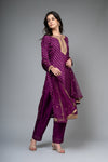 Purple Dolna Readymade Suit And Pant With Net Dupatta