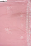 Pink Zarkan & Threadwork Cotton Unstitched Salwar Suit With Organza Dupatta