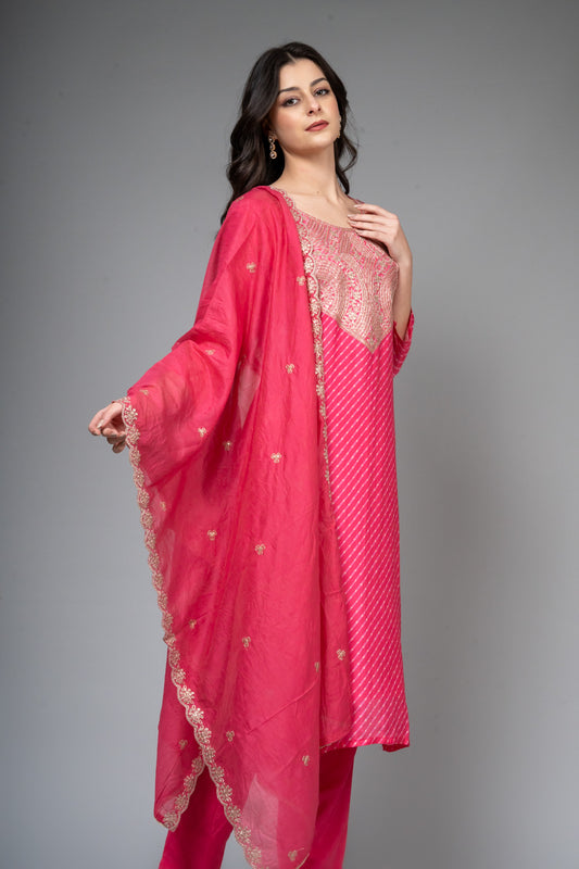 Rani Cotton Readymade Suit And Pant With Cotton Dupatta