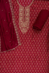 Magenta Sequence, Zari Threadwork & Digital Printed Cotton Unstitched Salwar Suit With Cotton Dupatta