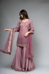 Onion Georgette Readymade Sharara Set With Net Dupatta