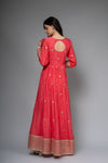 Coral Chinon Floor Length Readymade Suit And Legging With Chinon Dupatta