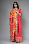 Coral Chinon Floor Length Readymade Suit And Legging With Chinon Dupatta