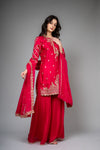 Rani Satin Readymade Sharara Set With Organza Dupatta