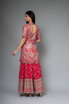 Red Georgette Readymade Sharara Set With Net Dupatta