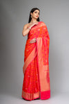 Rani Woven Zari Banarasi Silk Saree With Unstitched Blouse