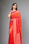 Rani Woven Zari Banarasi Silk Saree With Unstitched Blouse