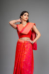 Rani Woven Zari Banarasi Silk Saree With Unstitched Blouse