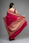 Magenta Woven Zari Banarasi Silk Saree With Unstitched Blouse