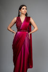 Magenta Organza Cutdana & Sequence Organza Pre-Drape Designer Saree With Readymade Blouse