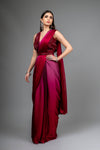 Magenta Organza Cutdana & Sequence Organza Pre-Drape Designer Saree With Readymade Blouse