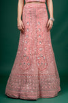 Peach Net Lehenga Set And Net Dupatta With Unstitched Blouse