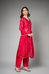 Rani Satin Readymade Suit And Pant With Organza Dupatta