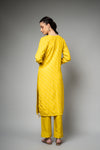 Mango Gold Cotton Readymade Suit And Pant With Net Dupatta