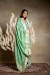 Mint Green Net Readymade Sharara Set With Organza Dupatta