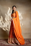 Orange Red Sequence, Zari  & Cutdana Georgette Lehenga Set With Readymade Blouse