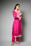 Rani Cotton Readymade Suit And Pant With Net Dupatta