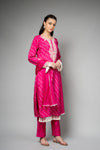 Rani Cotton Readymade Suit And Pant With Net Dupatta