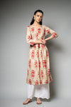 Tussar Floral Printed Cotton Readymade Long Kurta