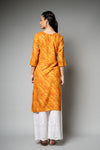 Mustard Lehriya Printed Cotton Readymade Long Kurta