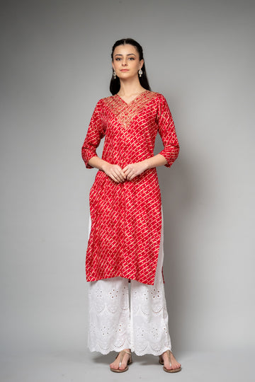 Rani Lehriya Printed Cotton Readymade Long Kurta