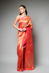 Rani Woven Zari Banarasi Silk Saree With Unstitched Blouse