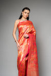 Rani Woven Zari Banarasi Silk Saree With Unstitched Blouse