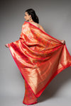 Rani Woven Zari Banarasi Silk Saree With Unstitched Blouse