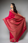 Rani Banarasi Woven Zari Crepe Saree With Unstitched blouse