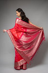 Rani Woven Zari Banarasi Silk Saree With Unstitched Blouse