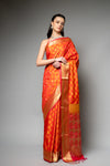 Mustard Woven Zari Banarasi Silk Saree With Unstitched Blouse