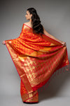 Mustard Woven Zari Banarasi Silk Saree With Unstitched Blouse