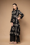 Black Firozi Cotton Embroidered Readymade Suit With Pant