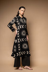 Black Firozi Cotton Embroidered Readymade Suit With Pant