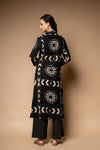 Black Firozi Cotton Embroidered Readymade Suit With Pant