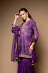 Purple Soft Twill Readymade Sharara Set With Net Dupatta