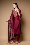 Garnet Cotton Readymade Suit And Pant With Cotton Dupatta