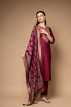 Garnet Cotton Readymade Suit And Pant With Cotton Dupatta