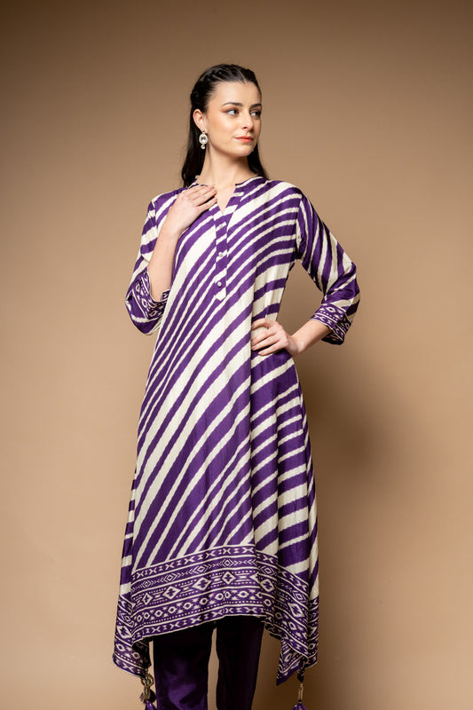 Purple Digital Printed Dolna Readymade Suit With Pant