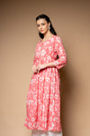 Coral Floral Printed Cotton Readymade Long Kurta