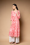 Coral Floral Printed Cotton Readymade Long Kurta