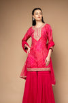 Rani Soft Twill Readymade Sharara Set With Net Dupatta