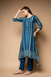 Midnight Blue Digital Printed Dolna Readymade Suit With Pant