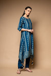 Midnight Blue Digital Printed Dolna Readymade Suit With Pant