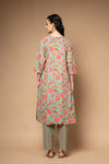 Mint Green Floral Printed Cotton Readymade Suit With Pant