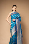 Rama Banarasi Silk Woven Zari Saree With Unstitched Blouse