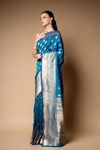 Rama Banarasi Silk Woven Zari Saree With Unstitched Blouse